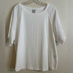 Chico's Eyelet Elbow Sleeve Top